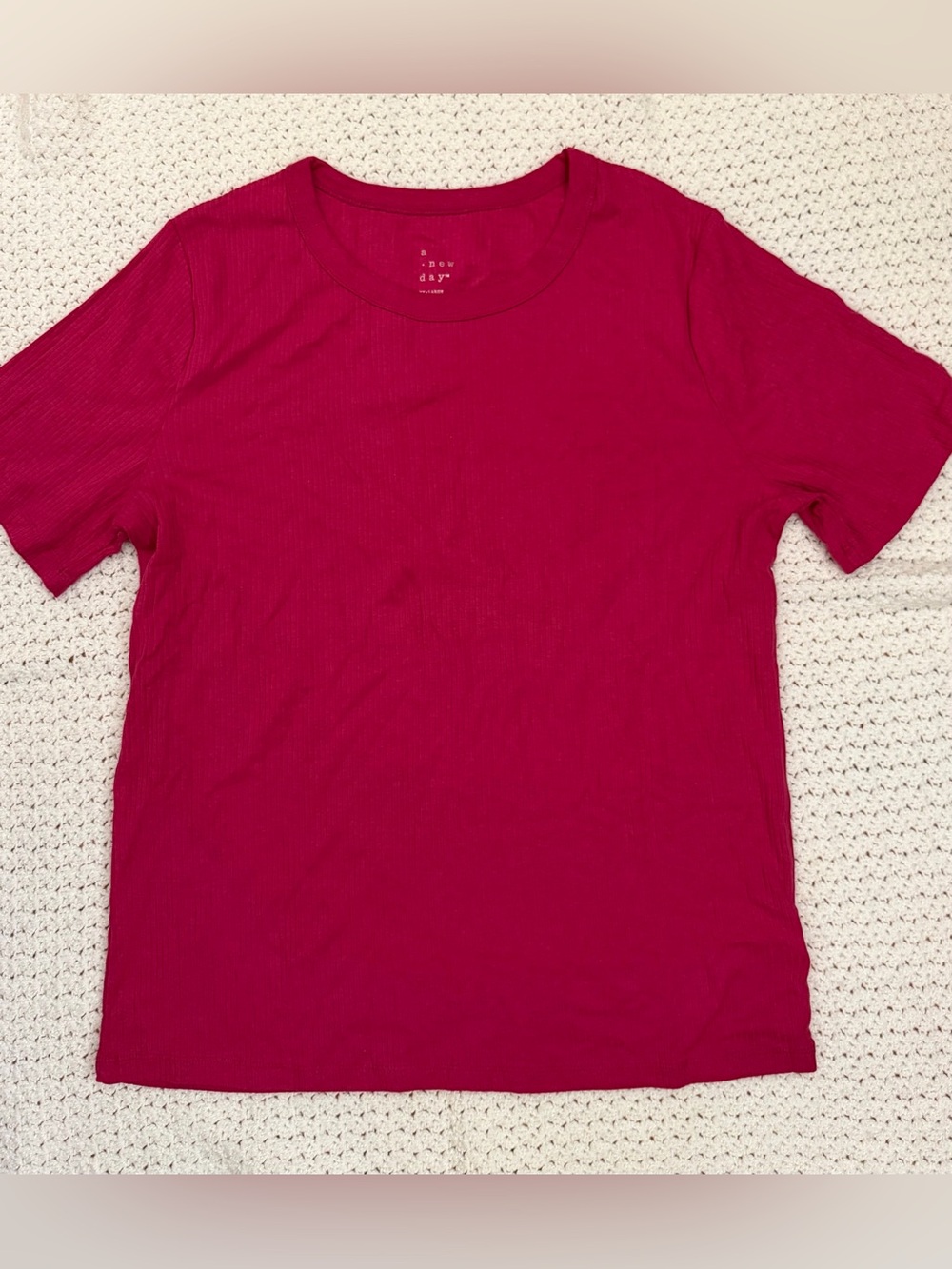 A new day - pink ribbed t shirt